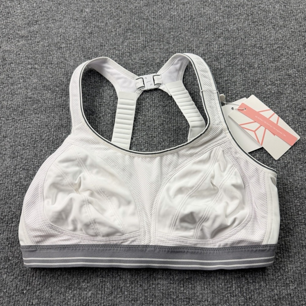 Yvette High Impact Sports Bra‎ 80E/80D NWT White Racerback Hook Closure